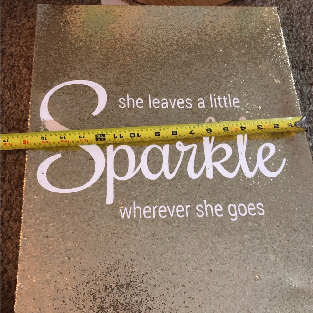 Wall Decor Gold Glitter with saying.